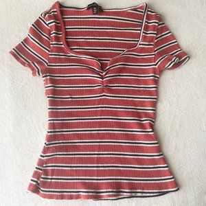 Almost Famous Orange Striped Top